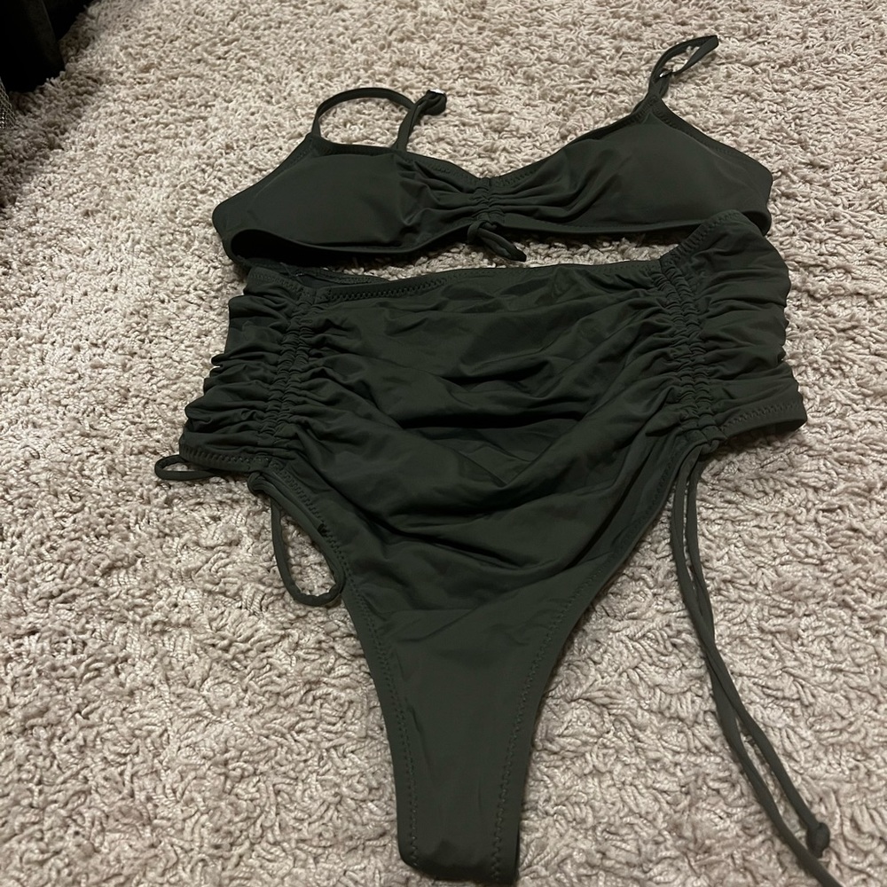 Army Green- 2piece thong bikini- Never worn Size Large